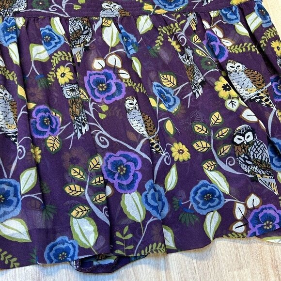 Kensie Tunic Dress Sheer Womens Fall Dress Halloween Dress Owls Plum Floral Sz L - Picture 12 of 13